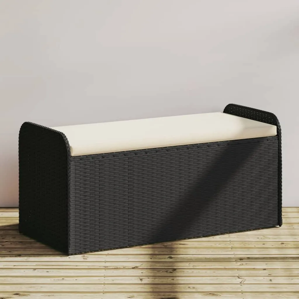 Storage Bench with Cushion Outdoor Garden Seat Furniture Poly Rattan