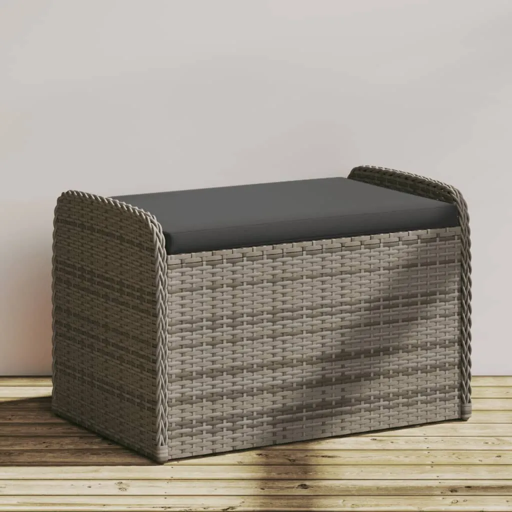 Storage Bench with Cushion Outdoor Garden Seat Furniture Poly Rattan