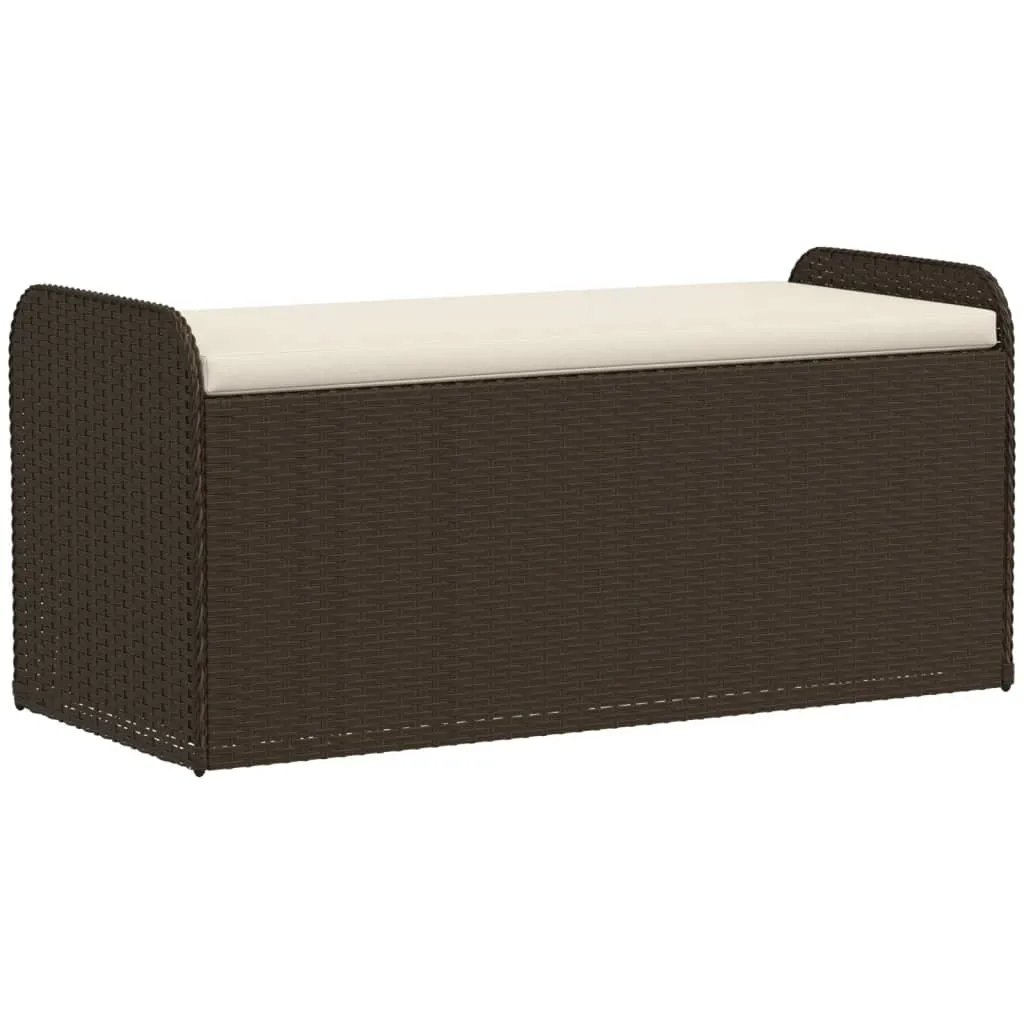 Storage Bench with Cushion Outdoor Garden Seat Furniture Poly Rattan