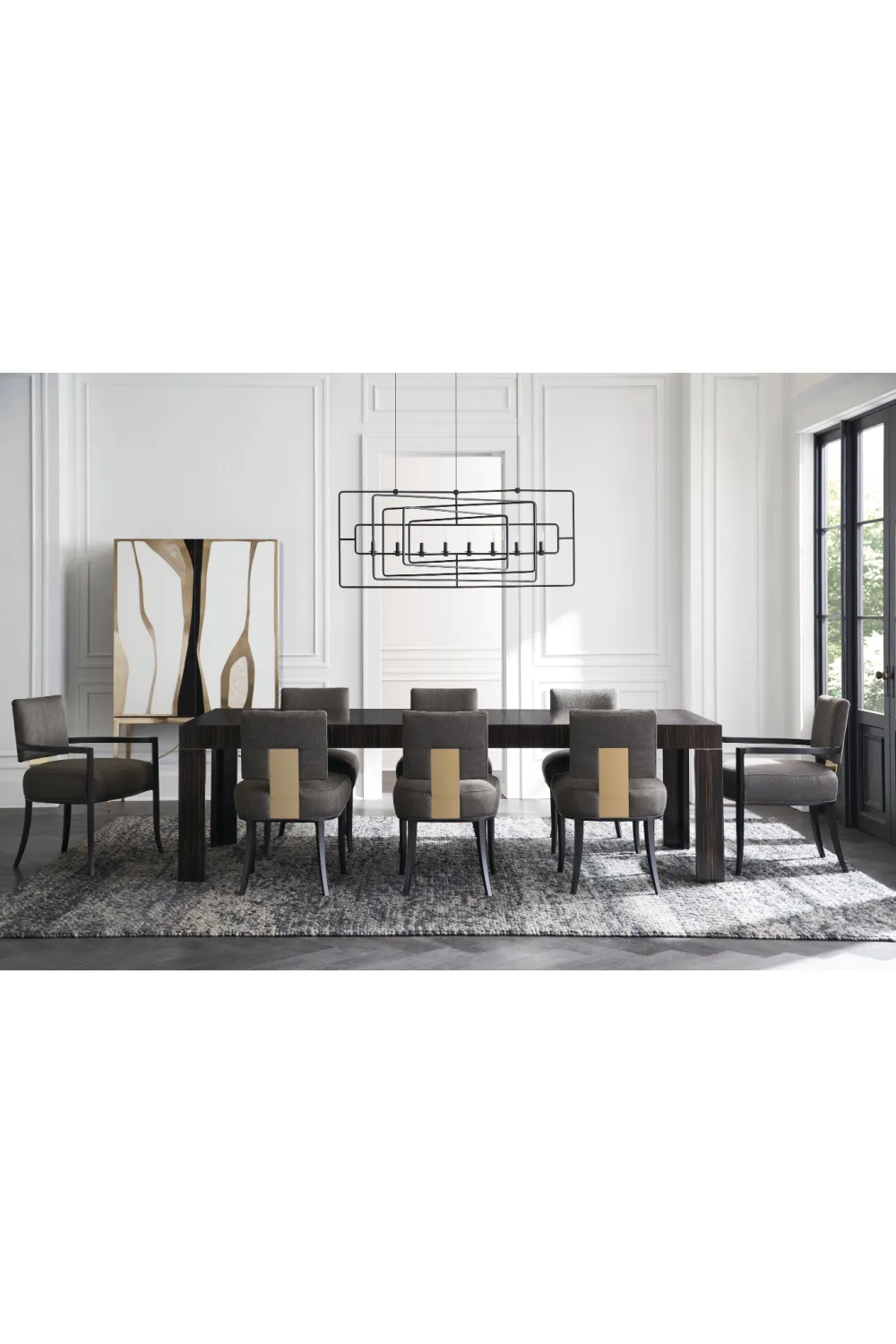 Striated Wood Extendable Dining Table | Caracole Edge