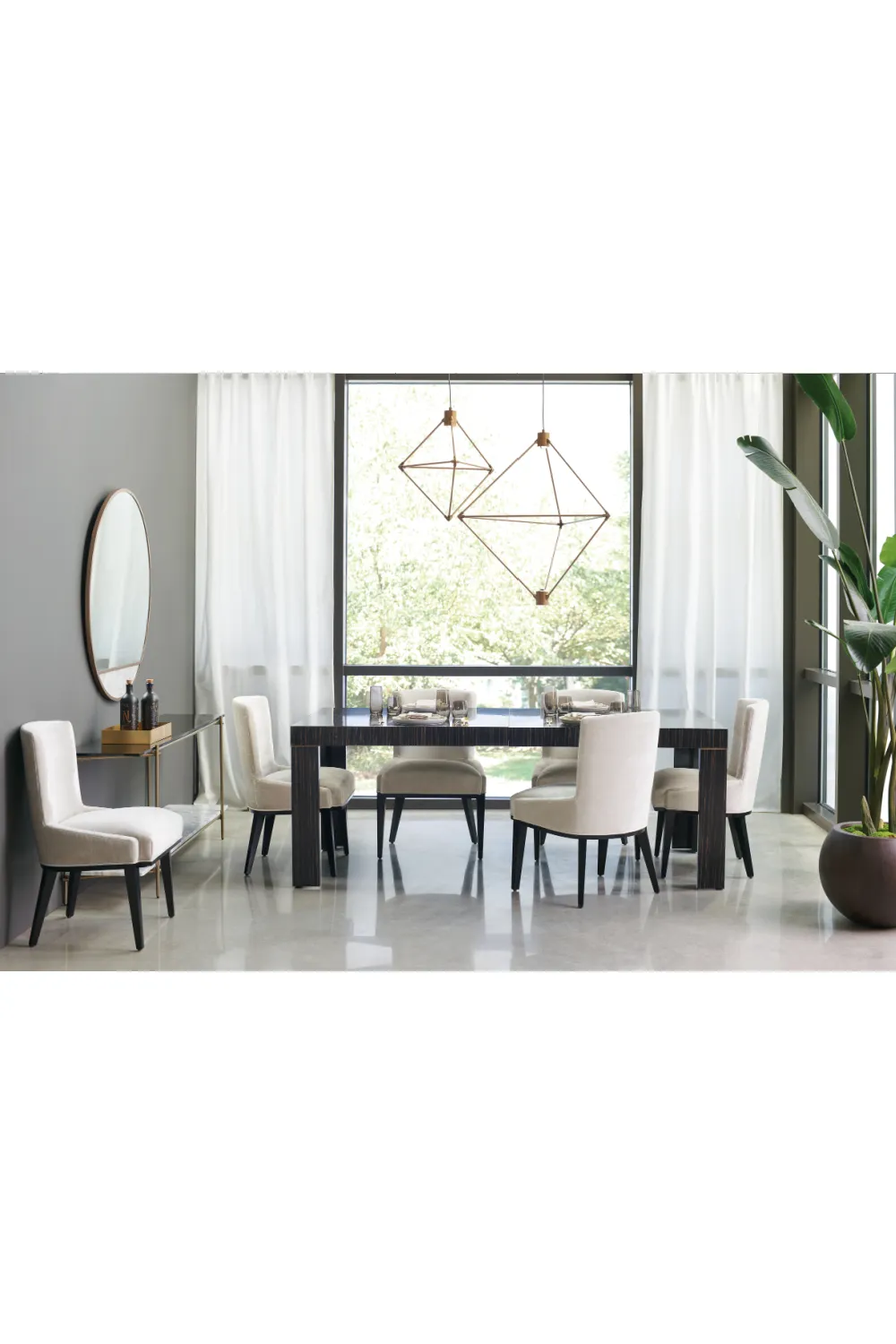 Striated Wood Extendable Dining Table | Caracole Edge