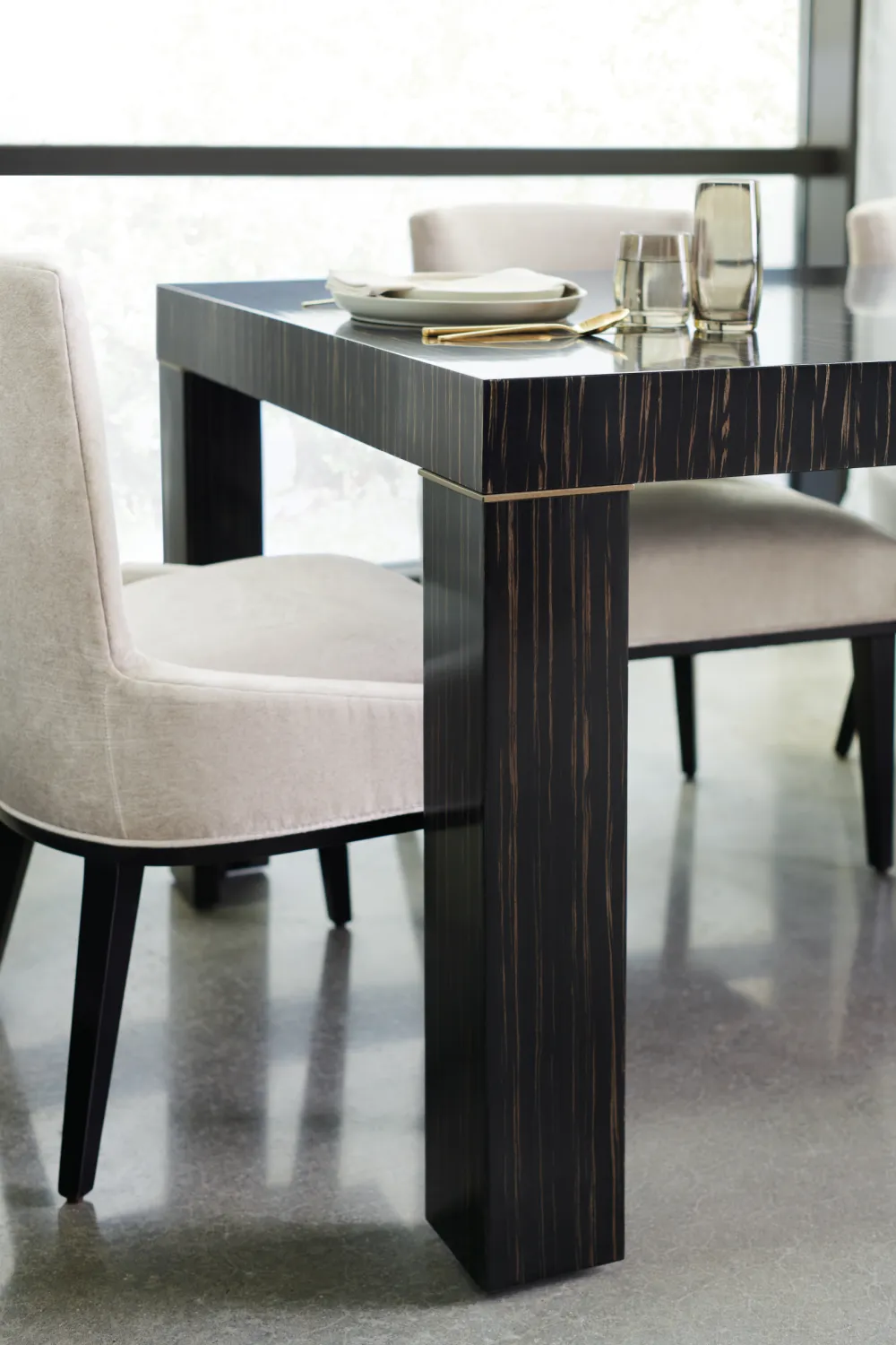 Striated Wood Extendable Dining Table | Caracole Edge