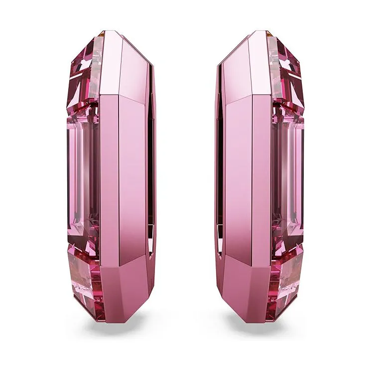 Swarovski Part of the Lucent Collection Women's Pink Octagon-Shaped Crystals Small Hoop Earrings - 5680783