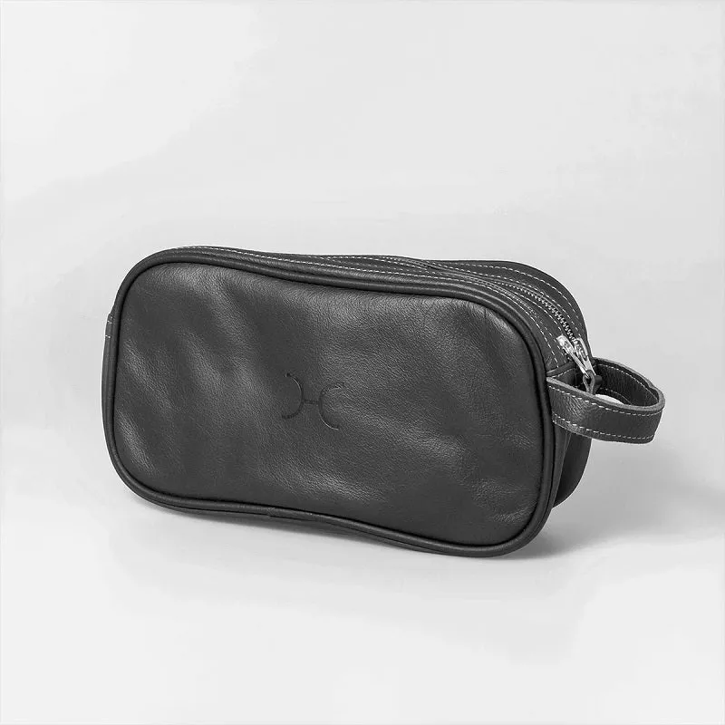 Thandana Mens Double Zip Vanity Leather Case