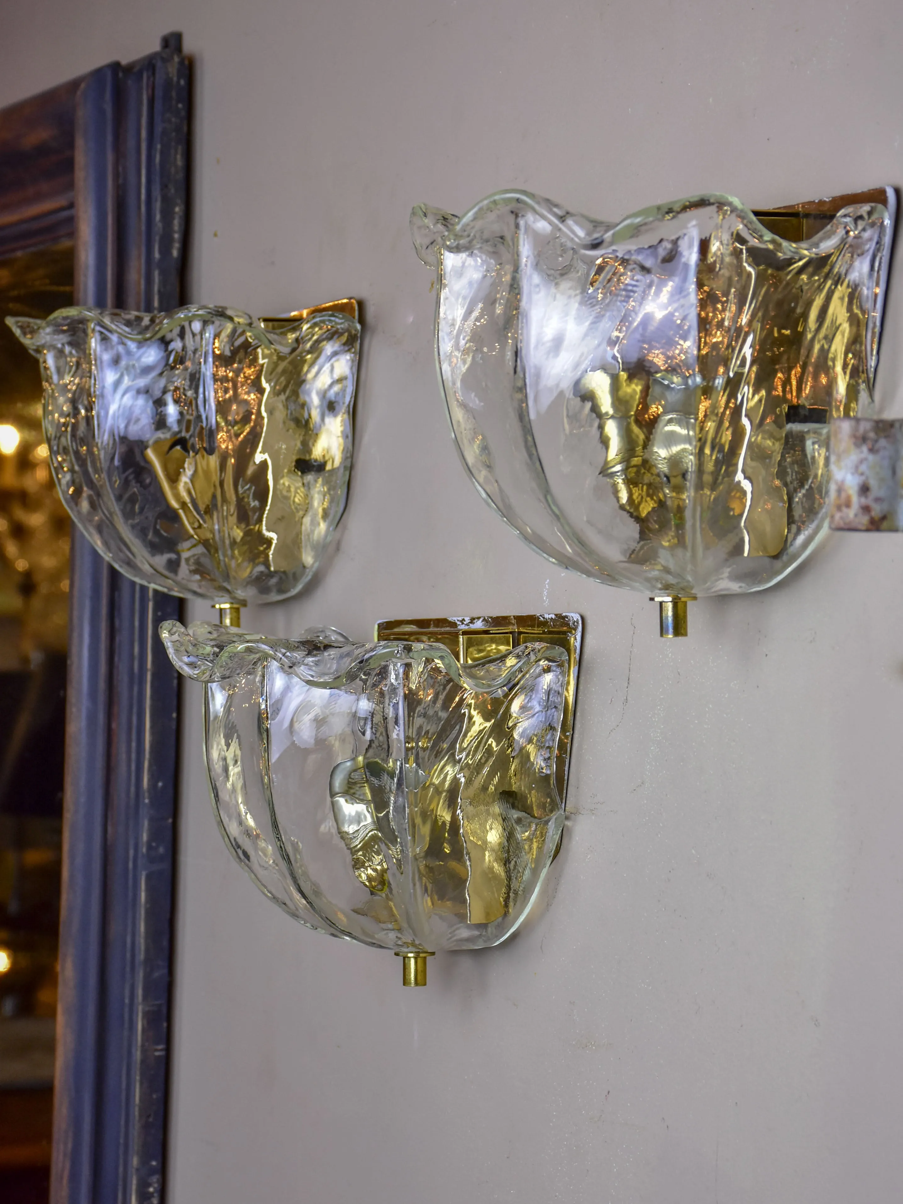 Three vintage Italian Murano glass wall sconces