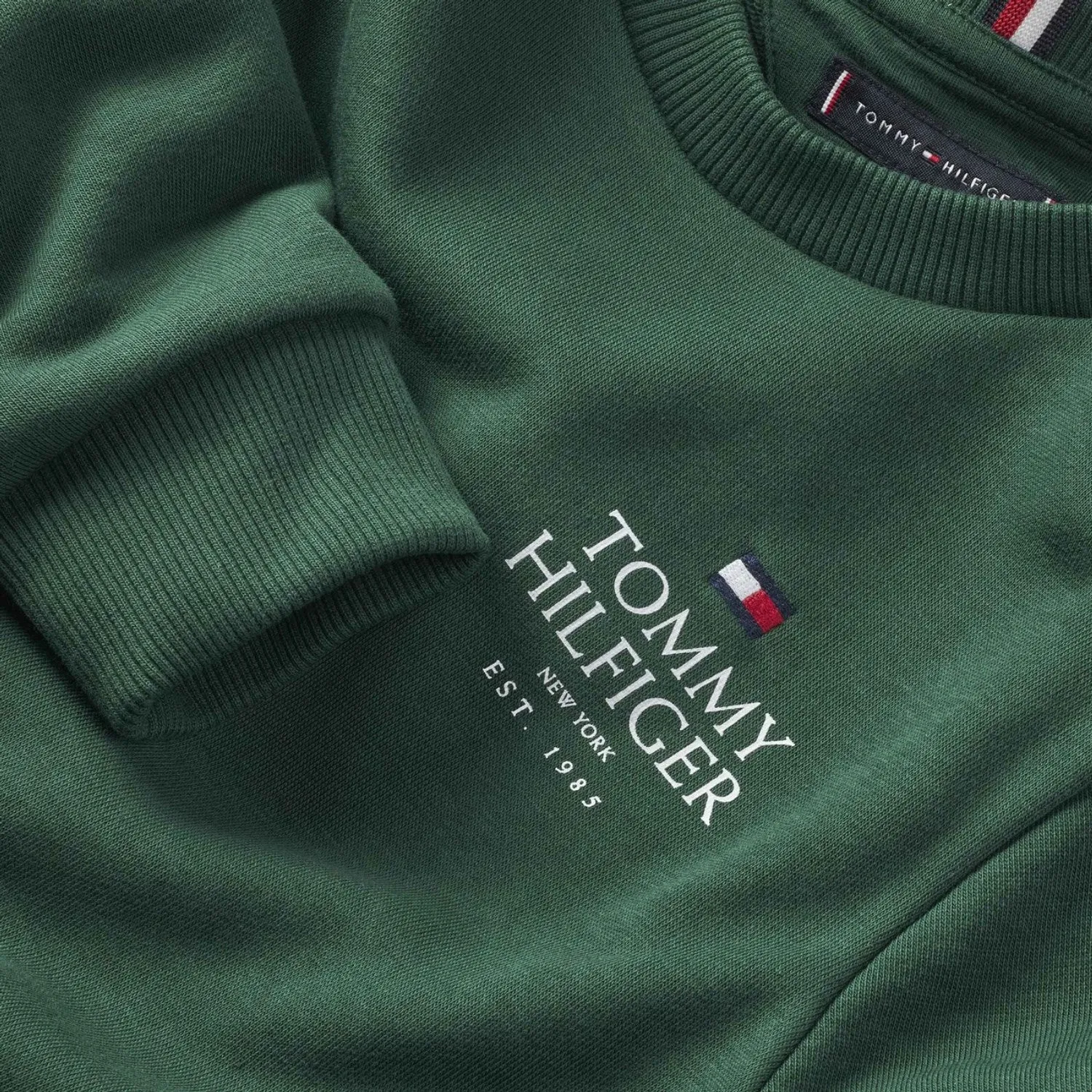 Tommy Hilfiger Ornamental Green LAndo Puff Embr Reg Crewneck