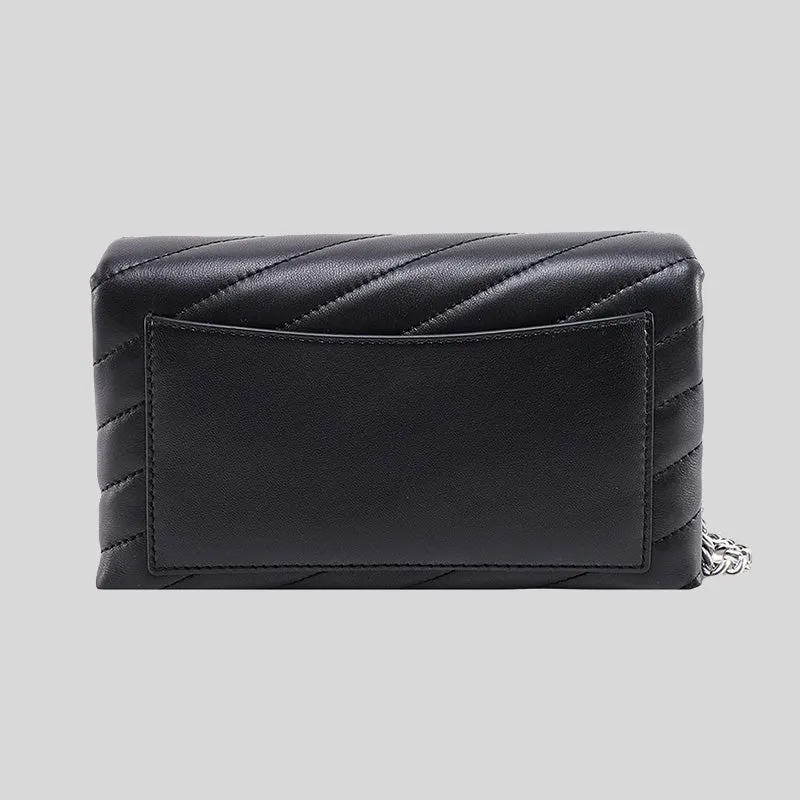 TORY BURCH Kira Chevron Chain Wallet Black 90343