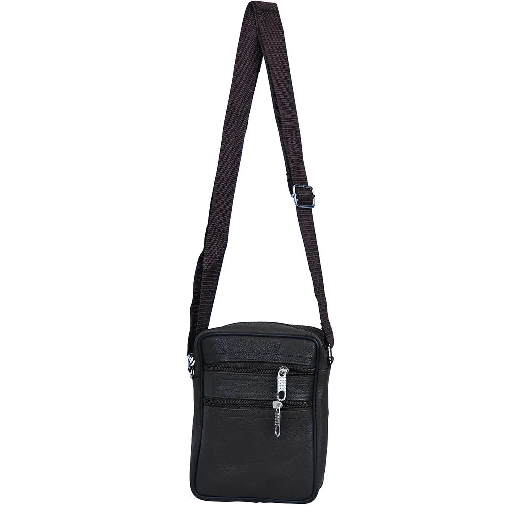 Travel Leather Shoulder Bag Zacki Dark Brown