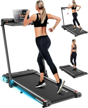 Treadmill with Incline, 3.5HP Walking Pad with Handle Bar Removable Desk Workstation, 300 Lbs Foldable Treadmills for