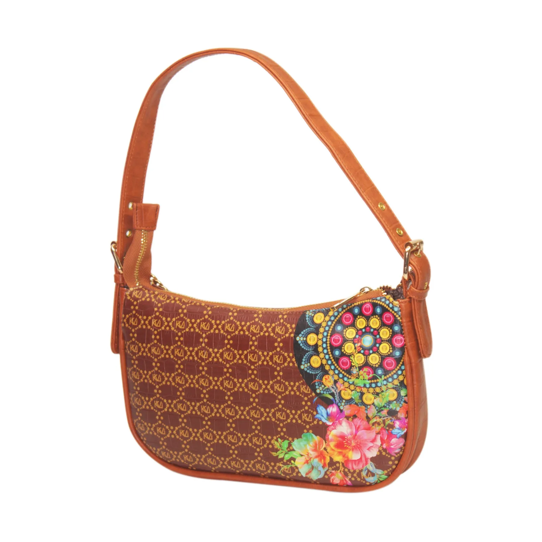 Tribal Mandala Brown Baguette Shoulder Bag 709