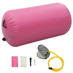 vidaXL Inflatable Gymnastic Roll with Pump 120x90 cm PVC Pink