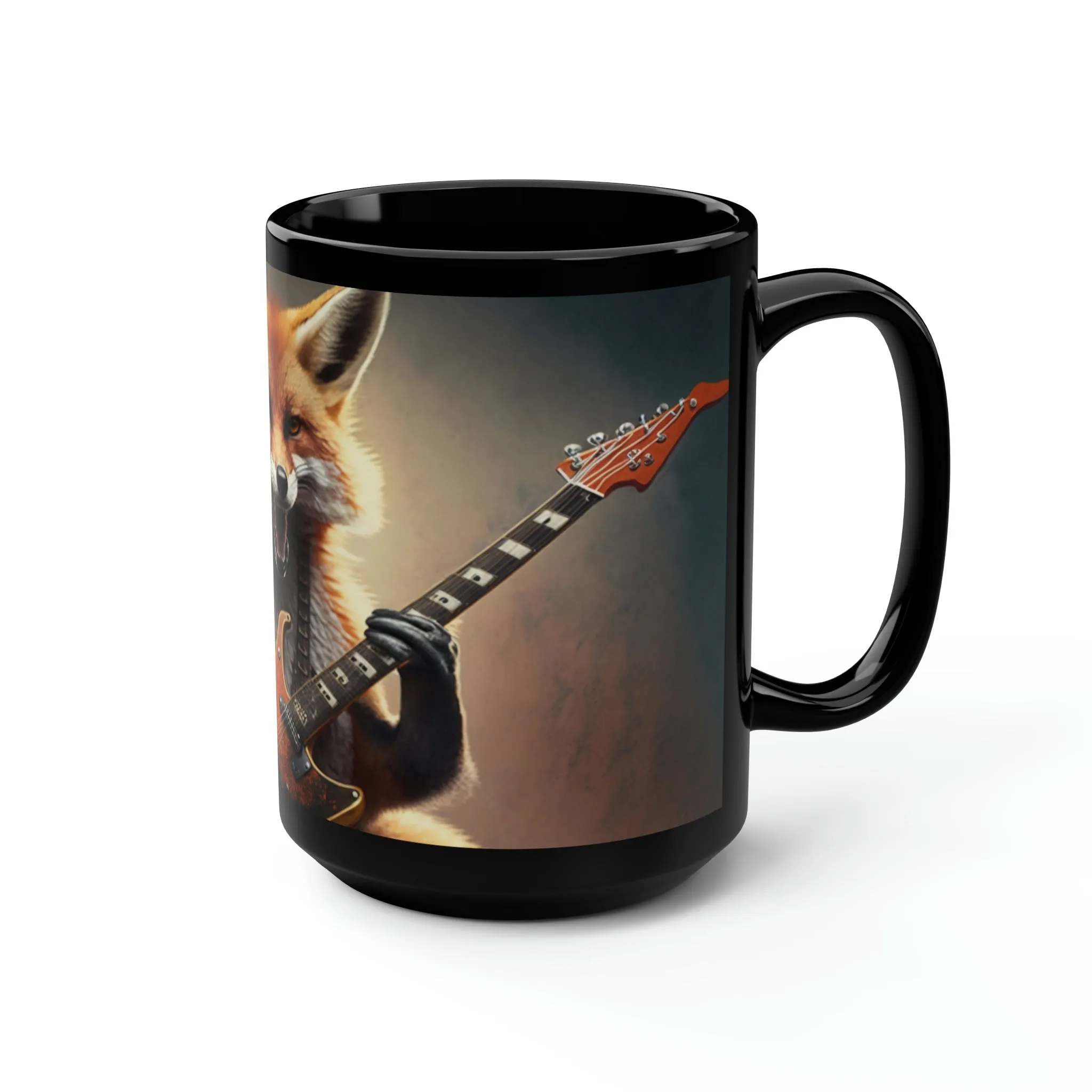 Vintage Red Fox Playing Guitar - 15 oz Coffee Mug