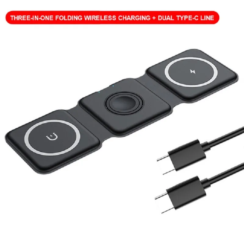 Wireless Charger 3 In 1 Magnetic Foldable Induction Charging Station For IPhone 13 Pro Max 12 11 Samsung AirPods Pro IWatch