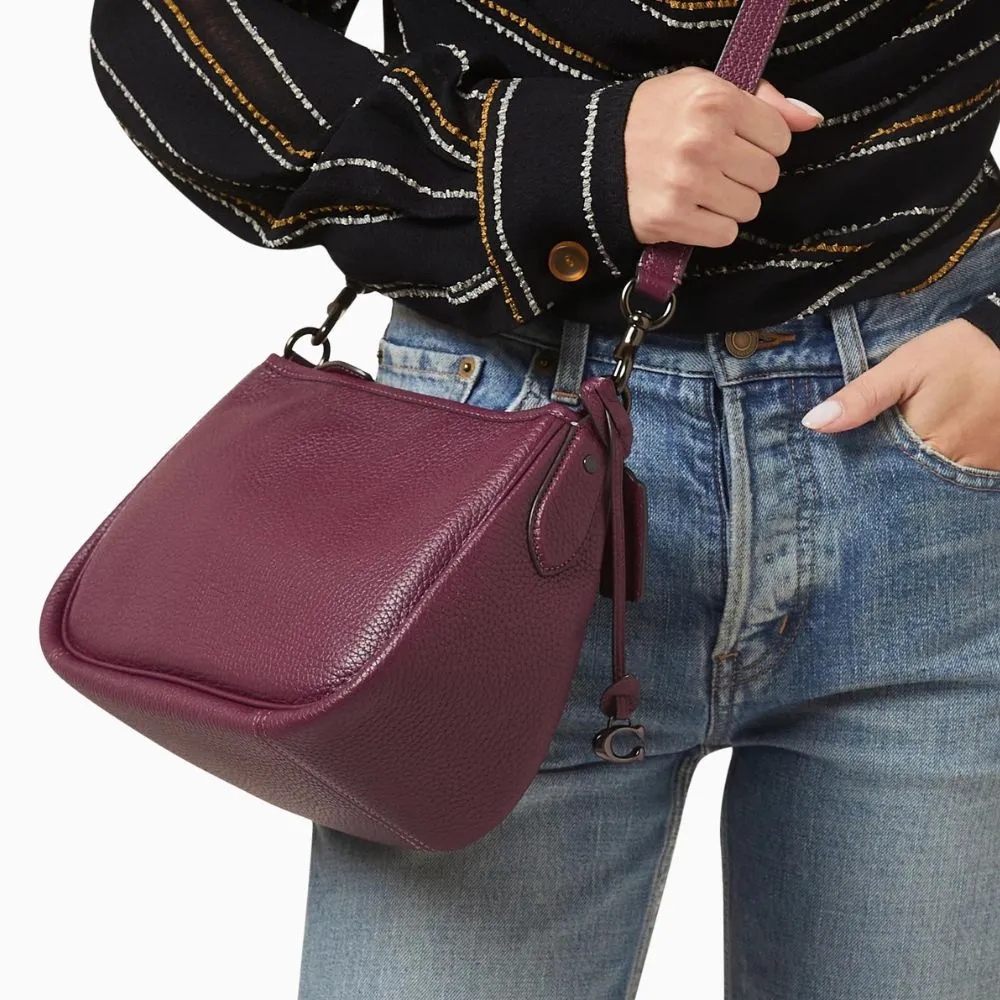 Womens Dark Purple Crossbody Hobo Bag