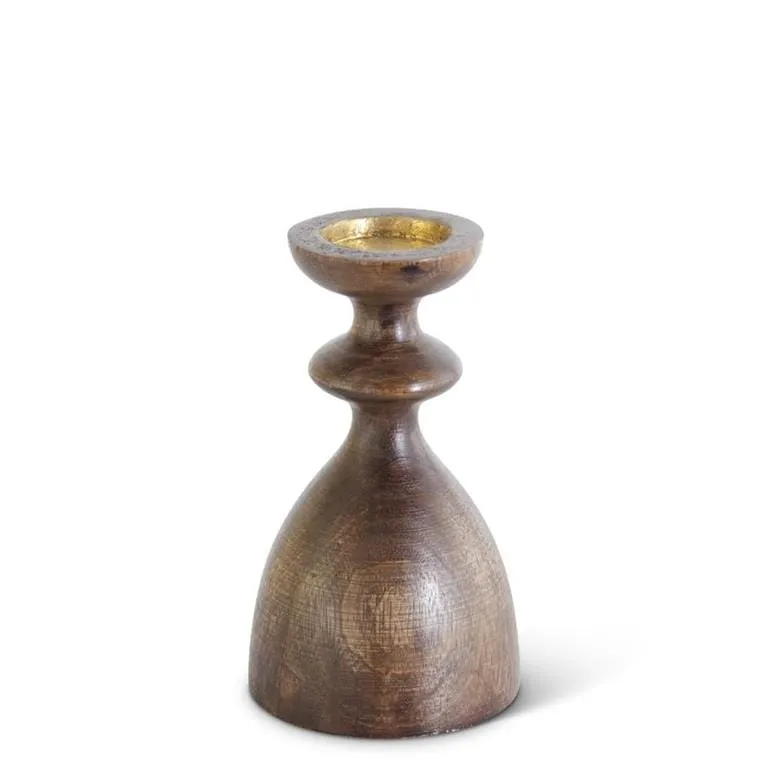 Wood Hourglass Shaped Candleholders