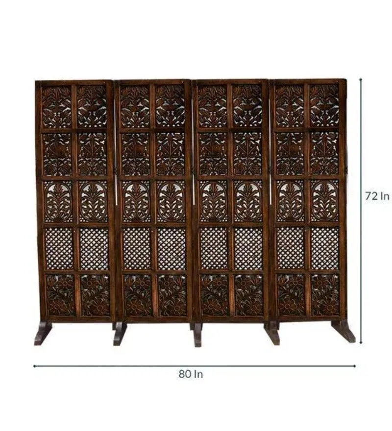 Wooden Twist 4 Panel Royal Solid Wood Room Divider Wood Separator Wooden Partition