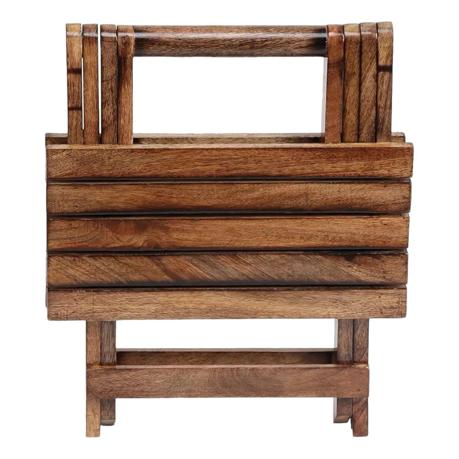 Wooden Twist Modern Contemporary Foldable Mango Wood End Table