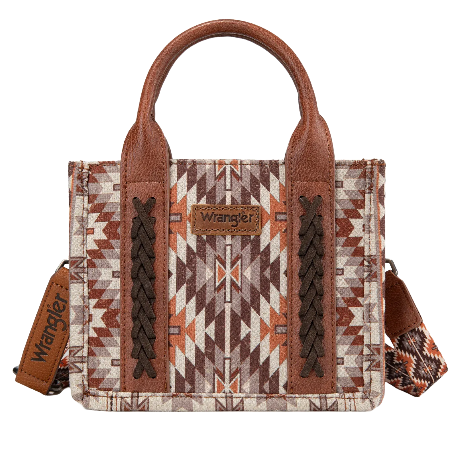 Wrangler Ladies Brown Southwestern Print Mini Tote Crossbody Bag WG2213-8866SBR