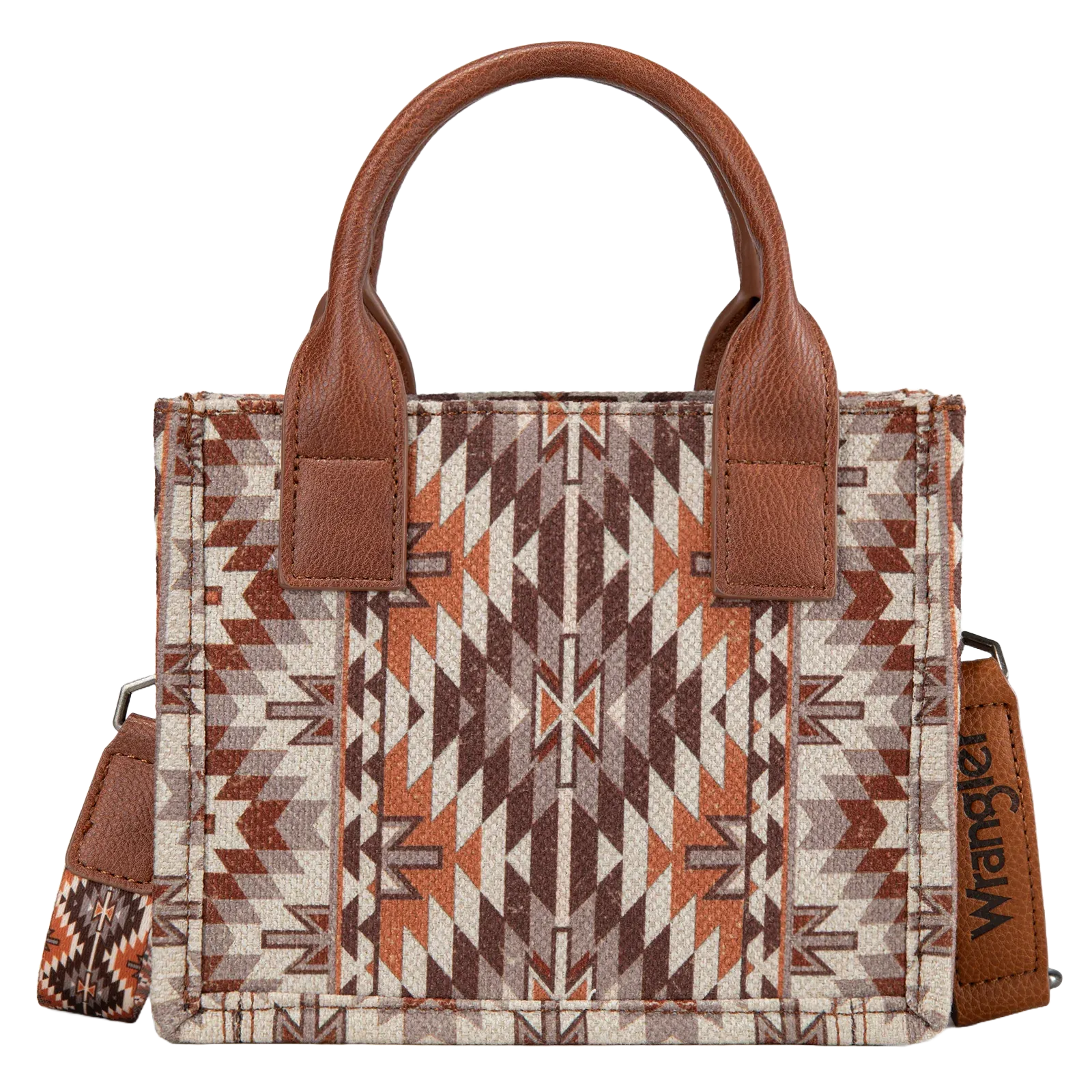 Wrangler Ladies Brown Southwestern Print Mini Tote Crossbody Bag WG2213-8866SBR