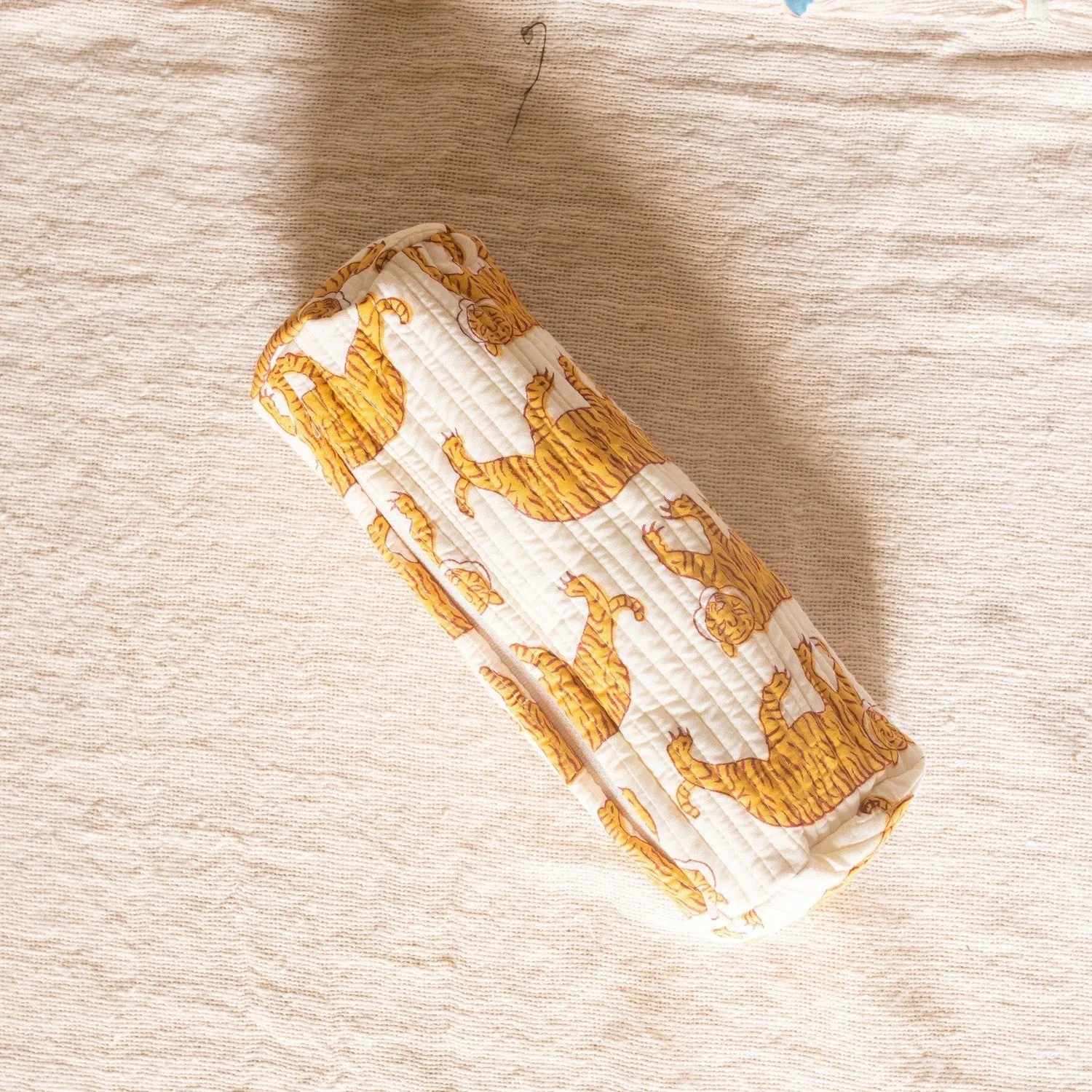 Yellow Tiger Blockprint Cosmetic Pouch Set of 2