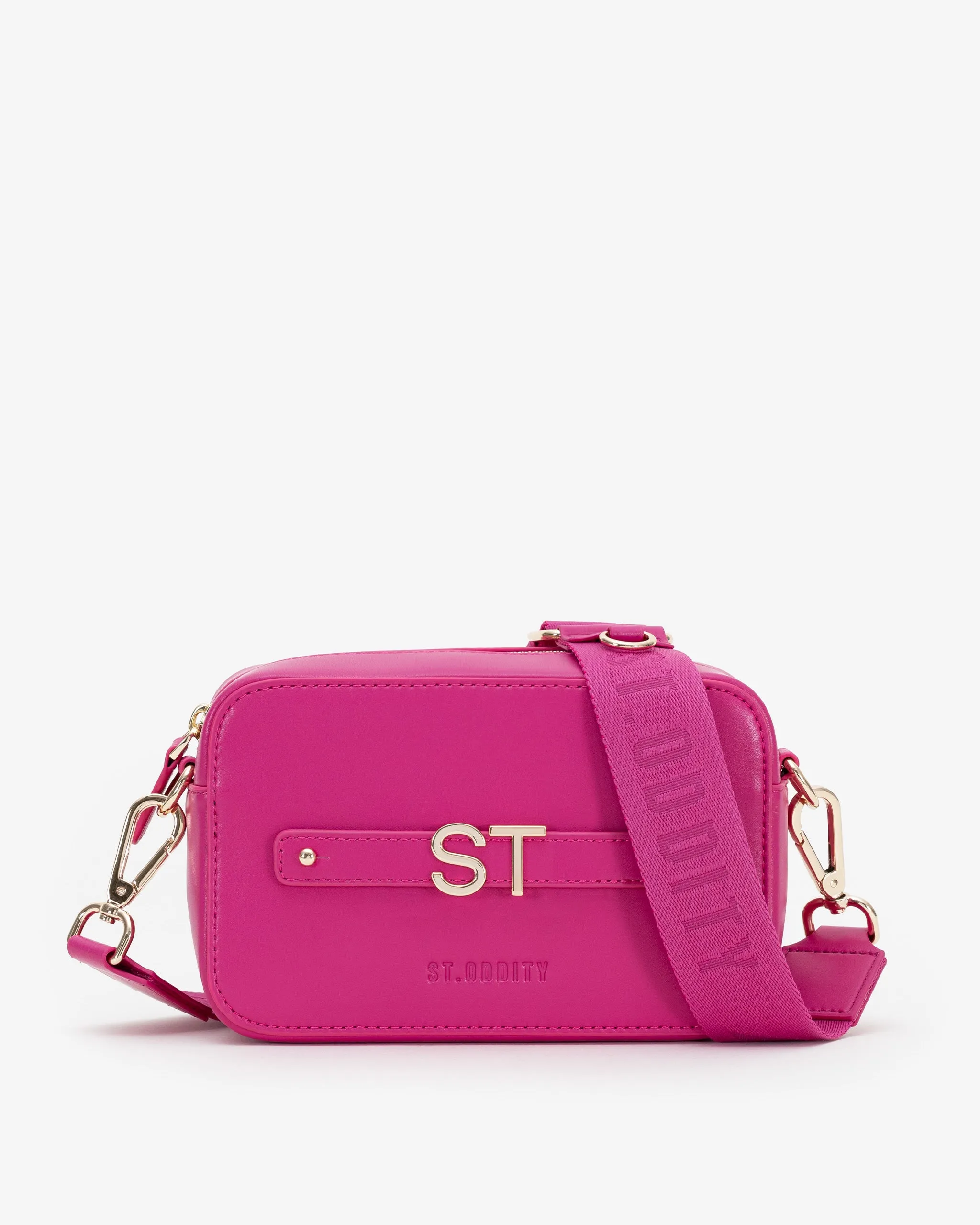 Zip Crossbody Bag in Fuchsia with Personalised Hardware