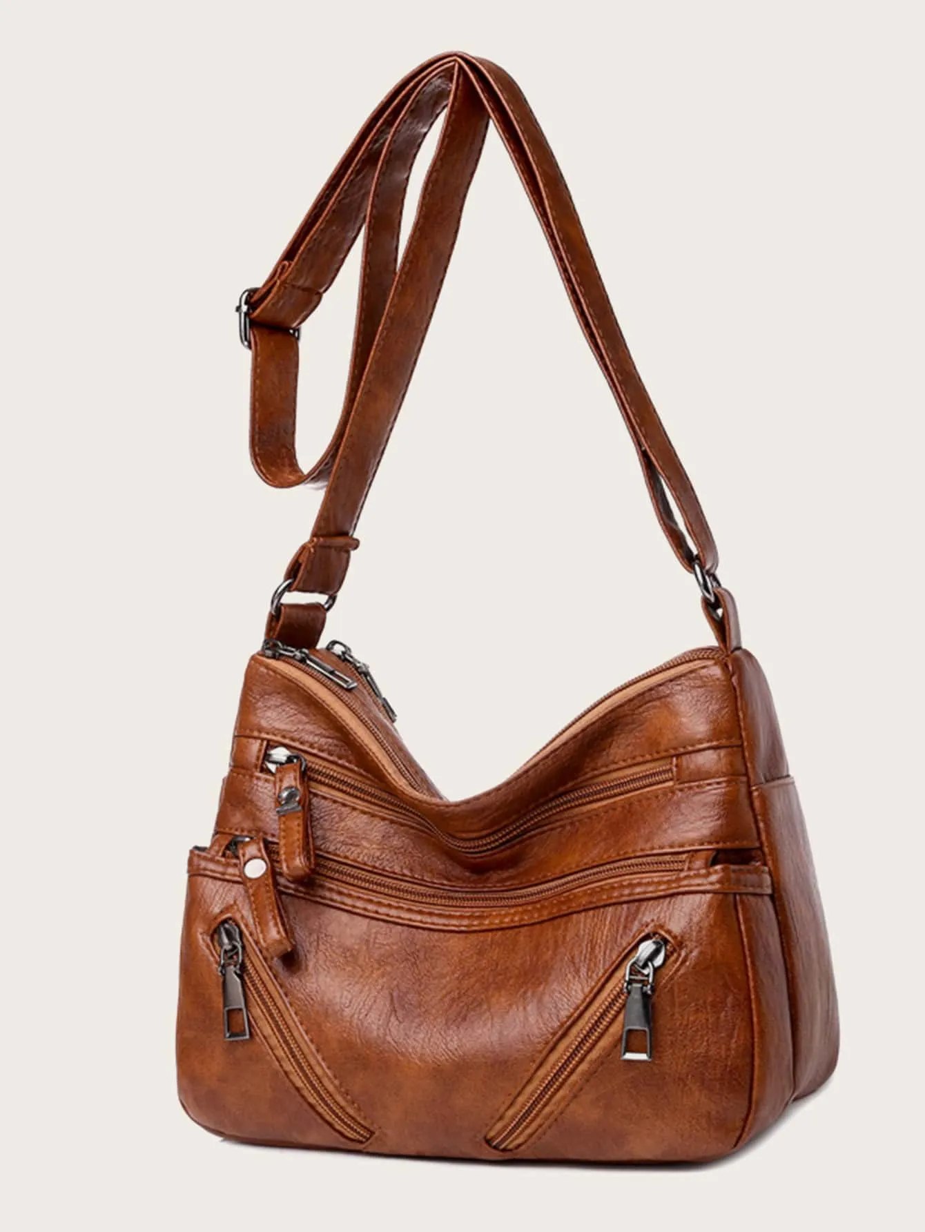 Zipper Detail Crossbody Bag