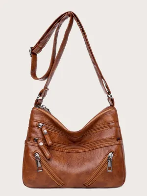 Zipper Detail Crossbody Bag