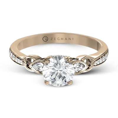 ZR1472 Engagement Ring in 14k Gold with Diamonds