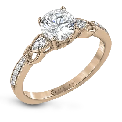 ZR1472 Engagement Ring in 14k Gold with Diamonds