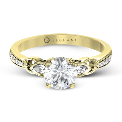 ZR1472 Engagement Ring in 14k Gold with Diamonds