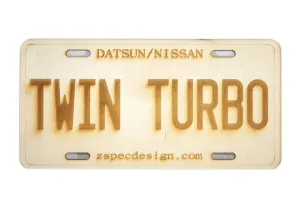 ZSPEC Nissan "Twin Turbo" License Plate, Birch, Ornamental